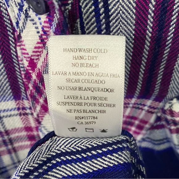 Rails Hunter Flannel Long Sleeve Button Up / Down Shirt Purple Magenta Blue - Picture 7 of 7